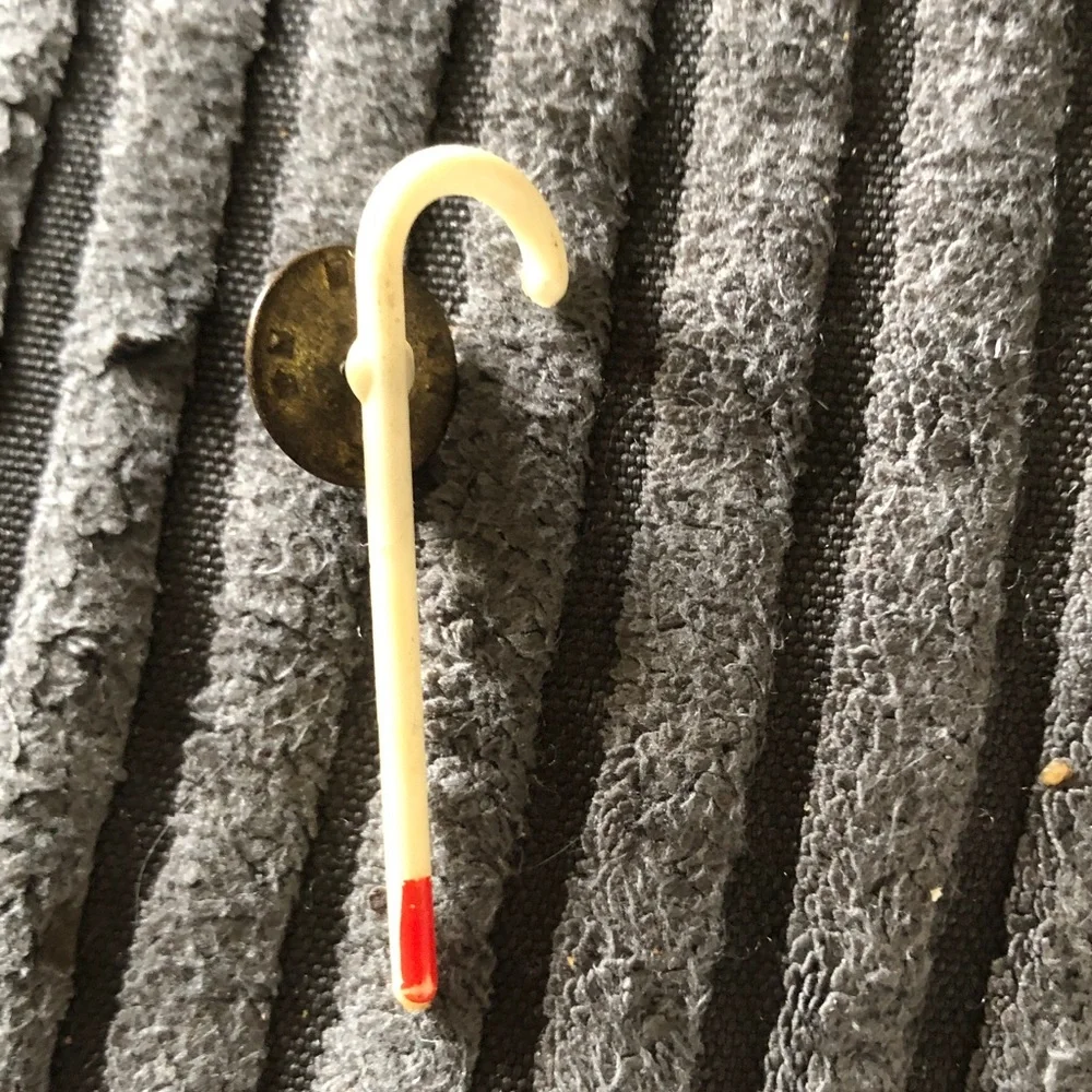 Ivory and Red Decorative Candy Cane Hook - Home Accents